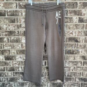 American Eagle Vintage Y2K Low Rise Logo Sweatpants Brown Size M Baggy Comfy